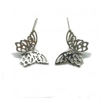 E000738 Sterling silver earrings butterflies on hook solid hallmarked 925